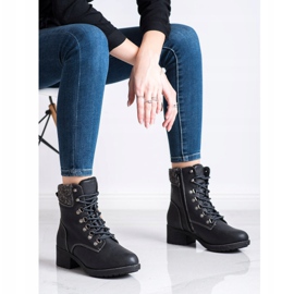 Queentina Bottes chaudes sur le poste noir gris 1