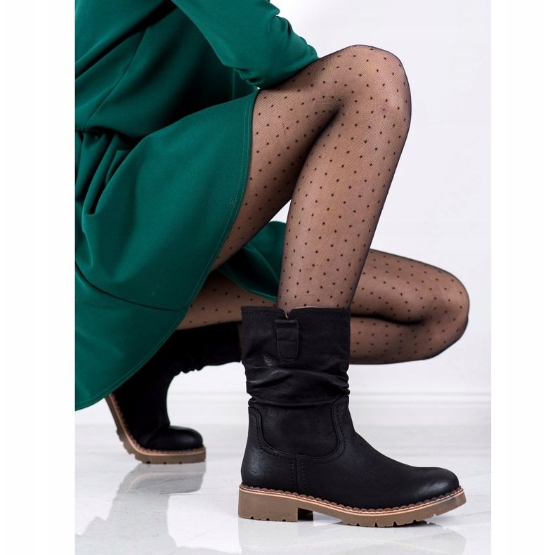 Super Mode Bottes à tiges à volants le noir 1