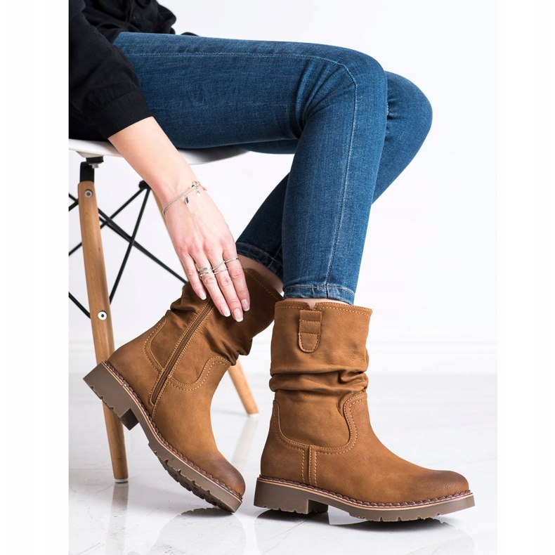 Super Mode Bottes à tiges à volants brun 1