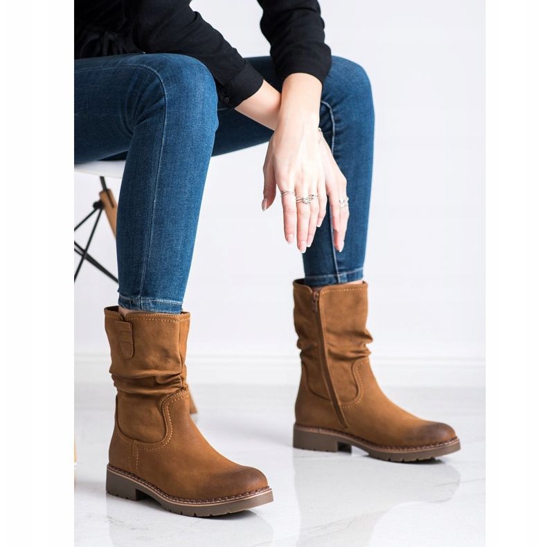 Super Mode Bottes à tiges à volants brun 2