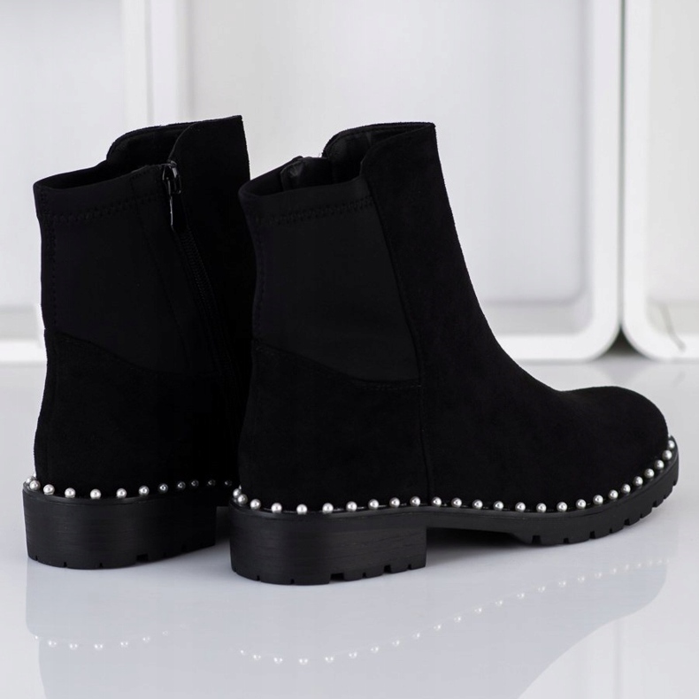 Bestelle Bottines En Daim Avec Perles noir 1