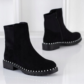 Bestelle Bottines En Daim Avec Perles le noir 2