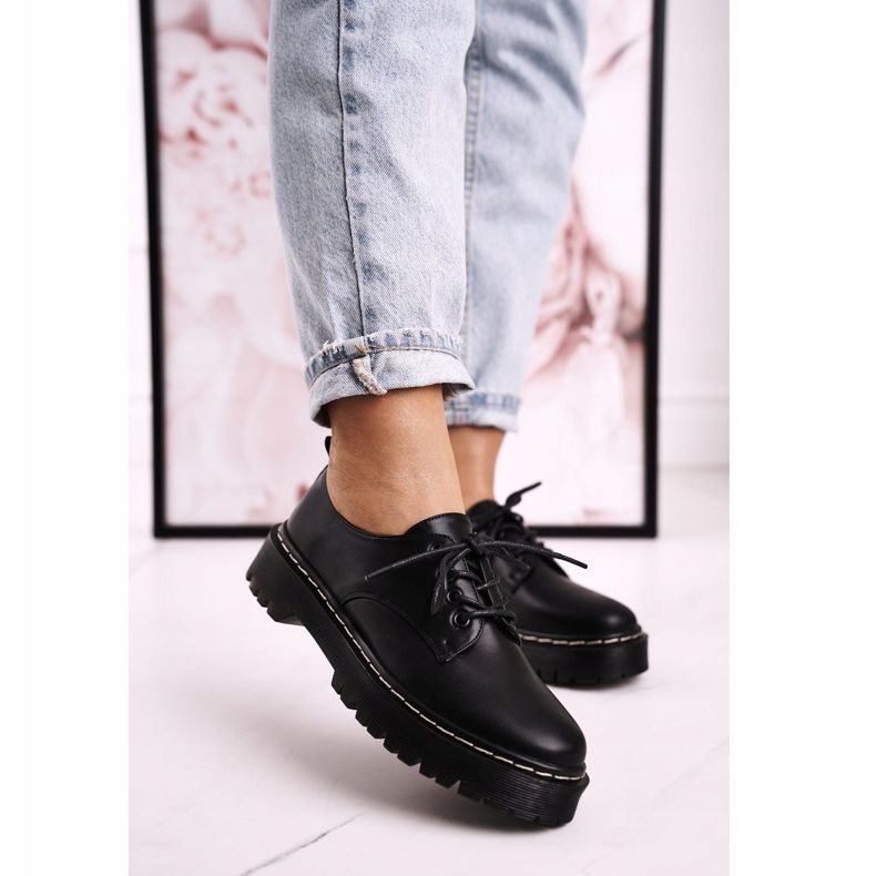 Chaussures Oxford classiques pour femmes sur la plate-forme noire S.Barski HX62 1