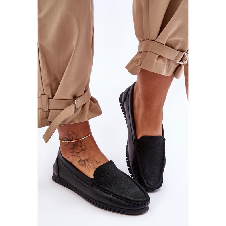 Mocassins Classiques Femme En Cuir S.Barski LR97630 Noir 2