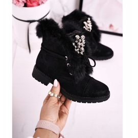 MSMG Bottines Chaudes Enfant Fourrure Nubuck Noir Ella le noir 1