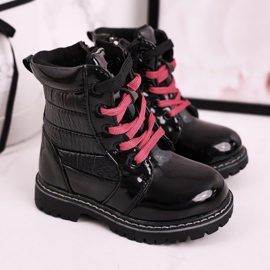 Bottes pour enfants réchauffées avec de la fourrure avec matelassage Pinkie noir 1