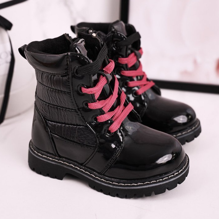 Bottes pour enfants réchauffées avec de la fourrure avec matelassage Pinkie noir le noir 1