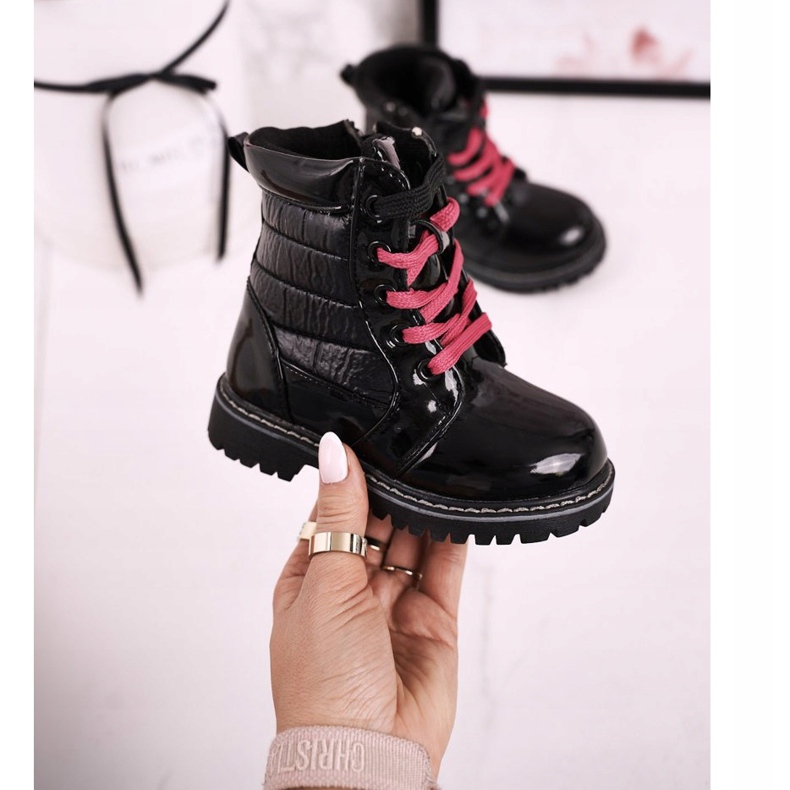 Bottes pour enfants réchauffées avec de la fourrure avec matelassage Pinkie noir 2