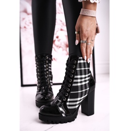 PS1 Bottines à Talons Femme Damier Noir Blair blanche le noir 1