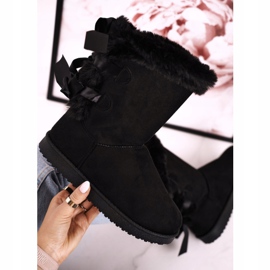 Bottes de neige pour femmes avec un ruban isolé en fausse fourrure noir Kaylee le noir 4
