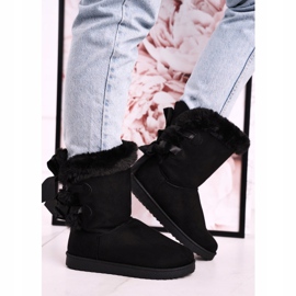 Bottes de neige pour femmes avec un ruban isolé en fausse fourrure noir Kaylee le noir 2