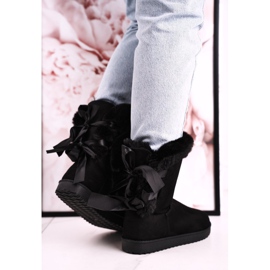 Bottes de neige pour femmes avec un ruban isolé en fausse fourrure noir Kaylee le noir 3