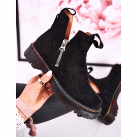 Bottines Chelsea Femme Avec Coutures Colorées En Daim Noir Addison 1