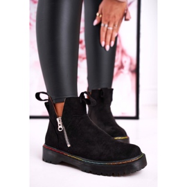 Bottines Chelsea Femme Avec Coutures Colorées En Daim Noir Addison le noir 2