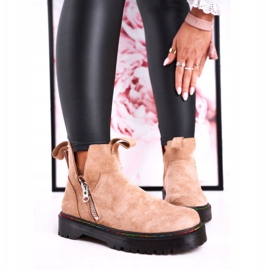 Bottines Chelsea Femme Avec Coutures Colorées En Daim Beige Addison 4