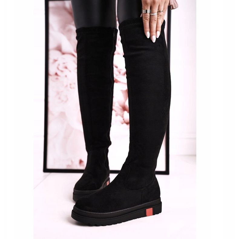 Bottes Hautes Femme Daim Noir Gracelyn le noir 2