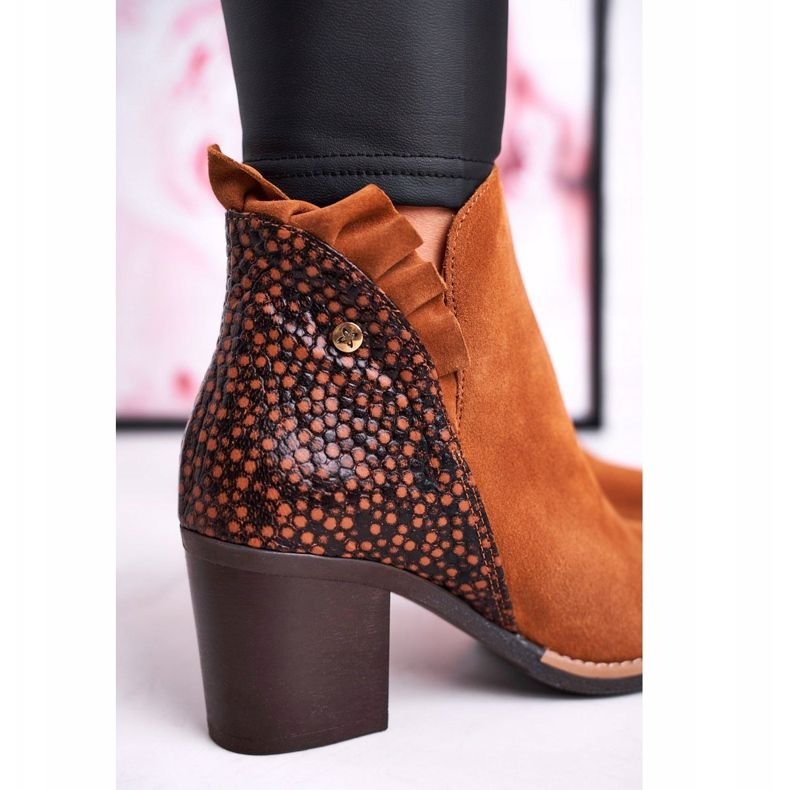 Bottes en cuir pour femmes sur un talon haut Maciejka Red 04833 brun 1