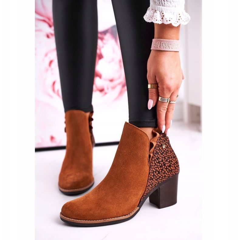 Bottes en cuir pour femmes sur un talon haut Maciejka Red 04833 brun 2