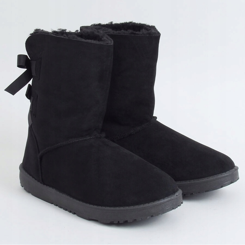 Bottes de neige avec nœuds noirs B195-1 Black le noir 2 Bottes de neige avec nœuds noirs B195-1 Black le noir 2