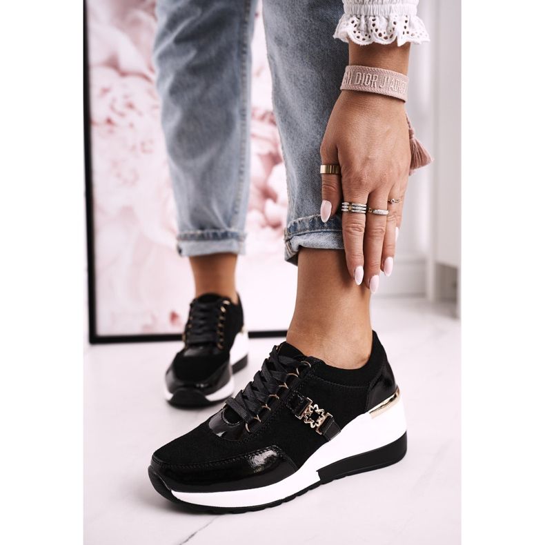 S.Barski Baskets Compensées En Cuir Femme Noir Or Roxette le noir d'or 2