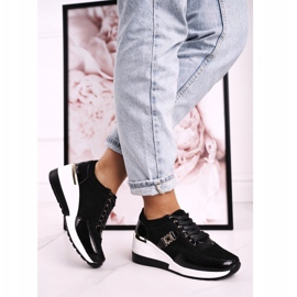 S.Barski Baskets Compensées En Cuir Femme Noir Or Roxette le noir d'or 4