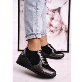 S.Barski Baskets Compensées En Cuir Femme Noir Roxette le noir 1