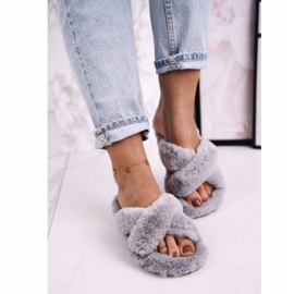 FJ1 Chaussons Fourrure Femme Gris Cosy Time 2