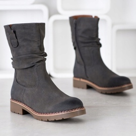 Super Mode Bottes à tiges à volants gris 1