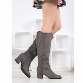 Small Swan Bottes en daim grises 2