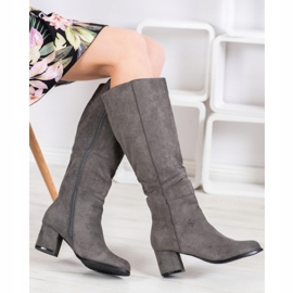 Small Swan Bottes en daim grises 3