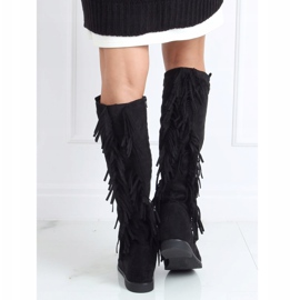 Boots à franges, compensées cachées noir ST-28P Noir le noir 2
