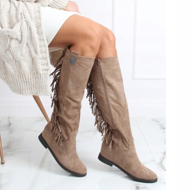 Boots à franges compensées cachées beige ST-28P Kaki 3