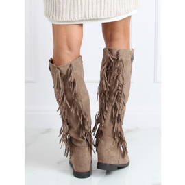 Boots à franges compensées cachées beige ST-28P Kaki 2