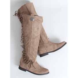 Boots à franges compensées cachées beige ST-28P Kaki 1