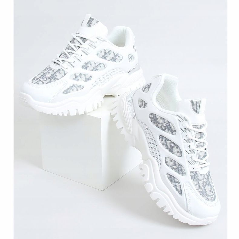 Chaussures de sport pour femmes blanches VL123 Blanc gris 1