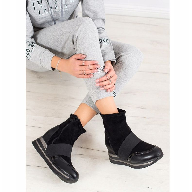 SHELOVET Bottes compensées à la mode le noir 1