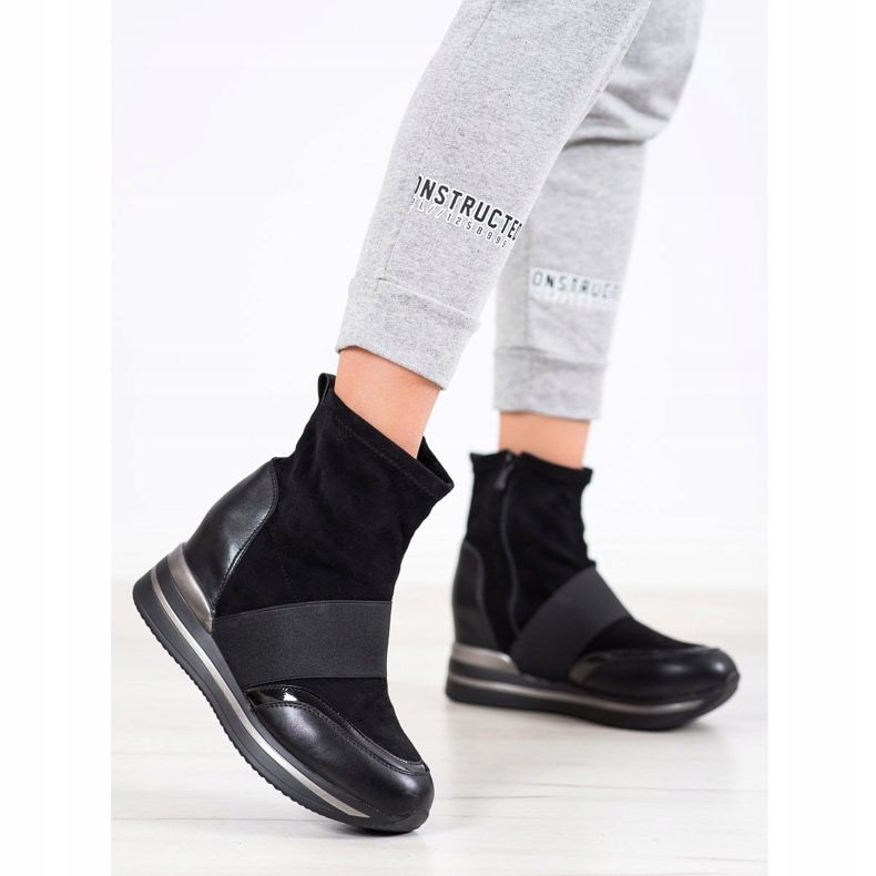 SHELOVET Bottes compensées à la mode noir 2