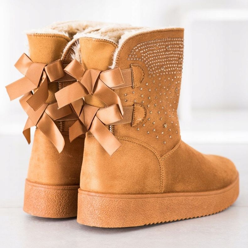 Small Swan Mukluki avec des cristaux brun 2