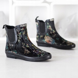Kylie Bottes en daim à fleurs le noir 5