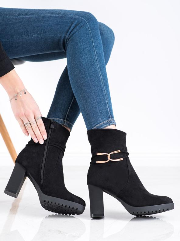 SHELOVET Bottes avec décoration dorée noir 2