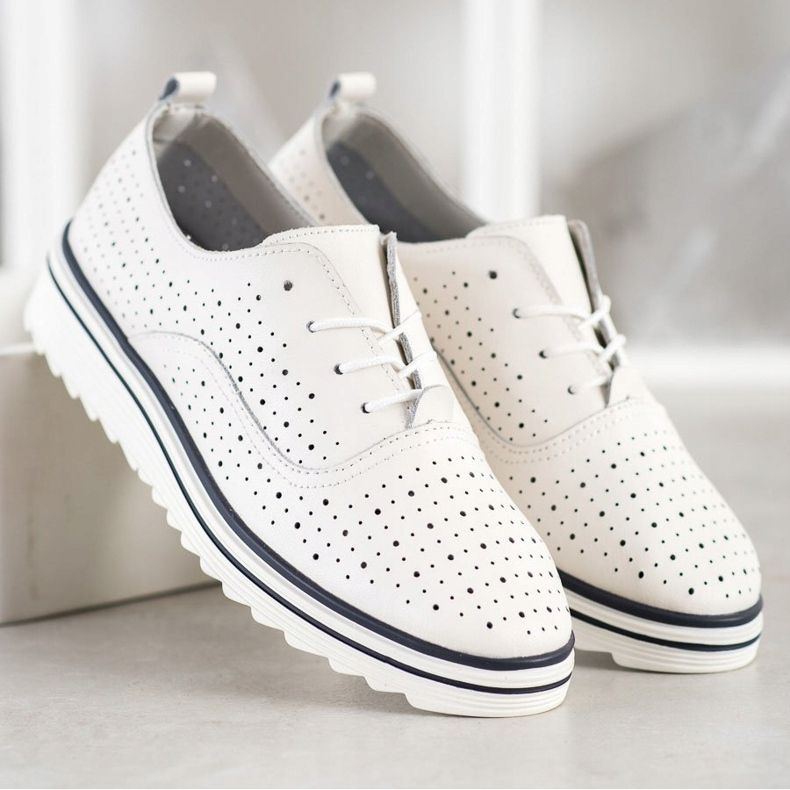 Goodin Chaussures en cuir ajouré blanc 2