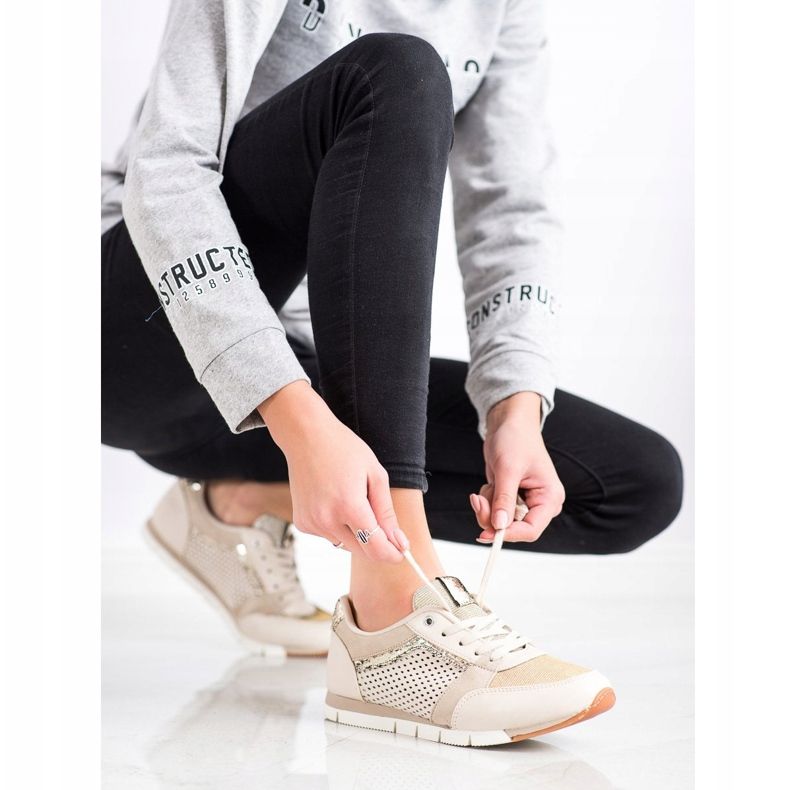 Kylie Chaussures de sport ajourées beige doré 1