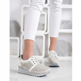 Aclys Baskets ajourées beige blanche gris 1