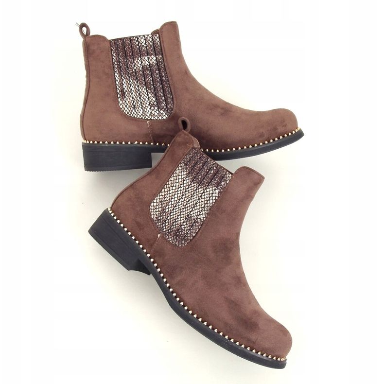 Chelsea boots femme, daim marron HQ231 Kaki brun 2