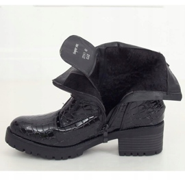 Boots femme cuir verni noir SP74-1 Noir le noir 1