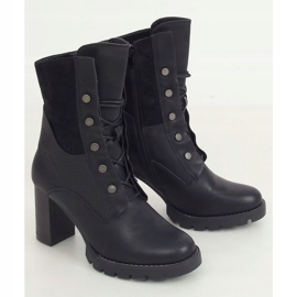 Bottines noires à lacets talons hauts 1213GA Noir 2