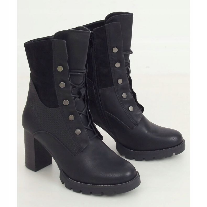 Bottines noires à lacets talons hauts 1213GA Noir le noir 2