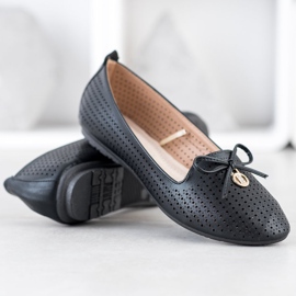 Ballerines Ajourées À Noeud VINCEZA le noir 3
