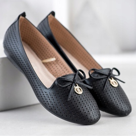 Ballerines Ajourées À Noeud VINCEZA le noir 4