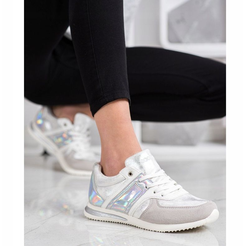 Goodin Chaussures de sport élégantes blanc argent gris 1